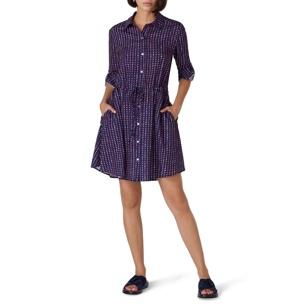 SLATE & WILLOW City Lights Shirtdress XS Purple Geo Diamond Printed Crepe B34